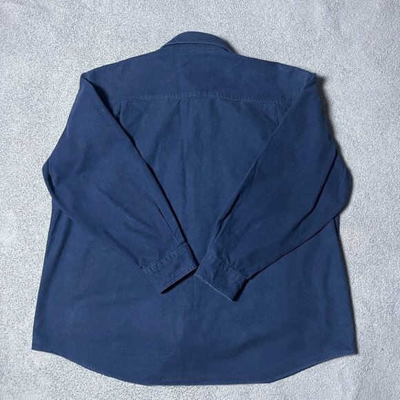 Woolrich Men's Heavyweight Thick Button Up Shirt Long Sleeve Navy 2XL - Picture 2 of 5